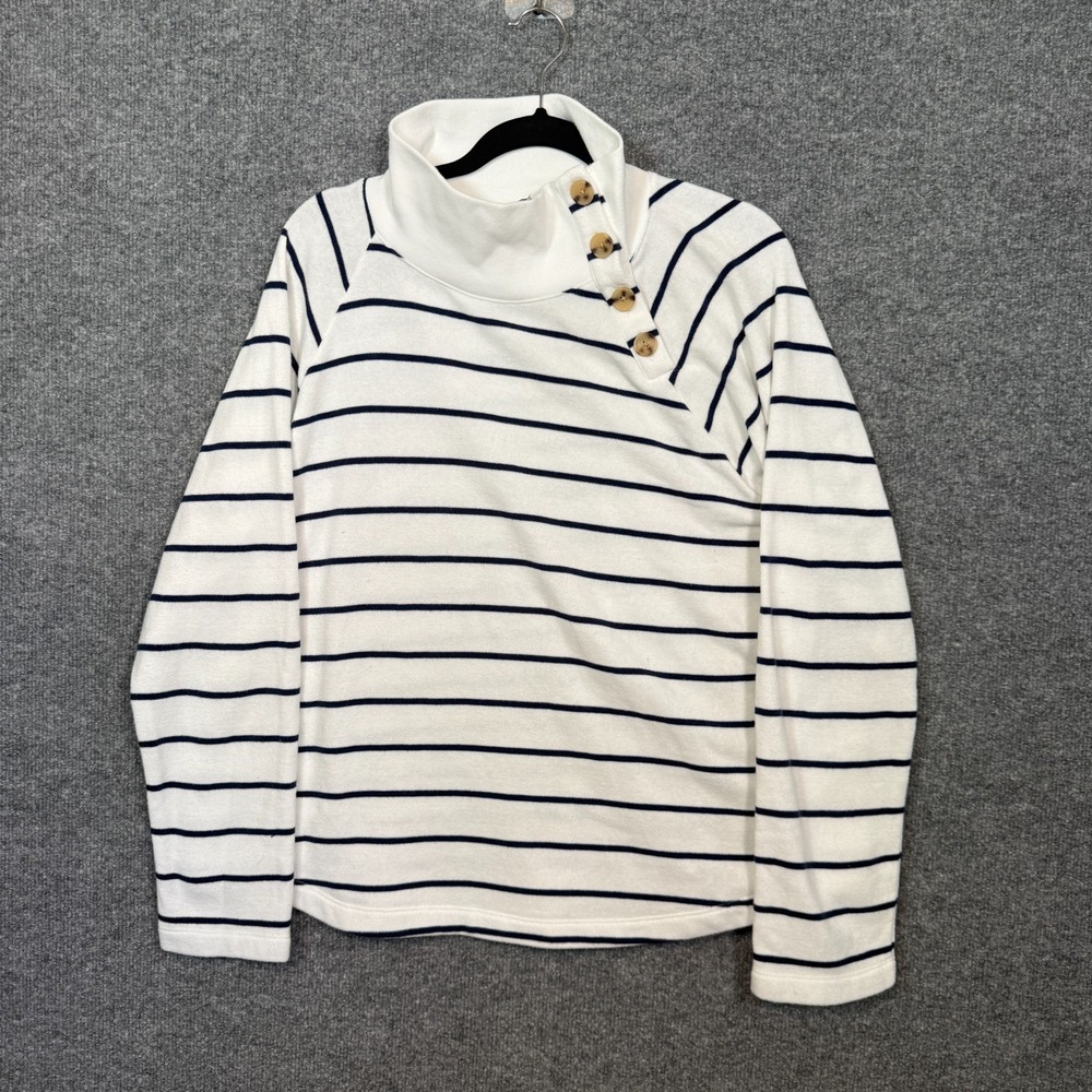 J. Crew Factory White and Navy Striped Sweater